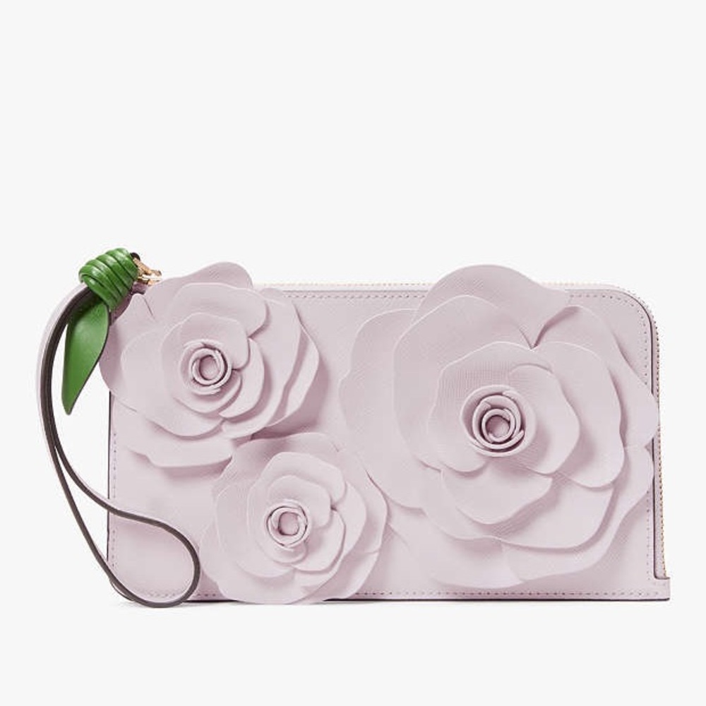 kate spade NWT! Flora Flower Medium L-Zip Wristlet
